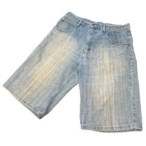 Southpole Mens Denim Shorts Light Wash Loose Fit Size 40 Baggy Streetwear |S1